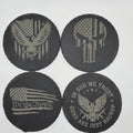 Patriotic Slate Coaster Set – Flags, Skulls, Liberty
