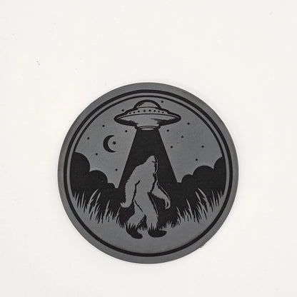 Bigfoot UFO Hat – Leather Patch Cryptid Abduction Design