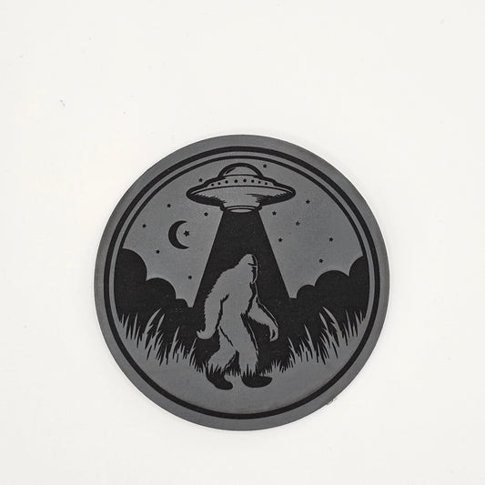 Bigfoot UFO Hat – Leather Patch Cryptid Abduction Design