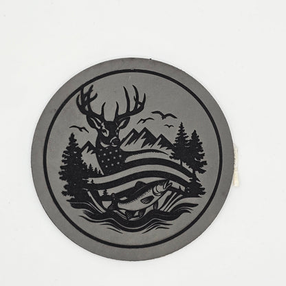 Patriotic Outdoors – Deer, Fish, Flag Leather Patch Hat