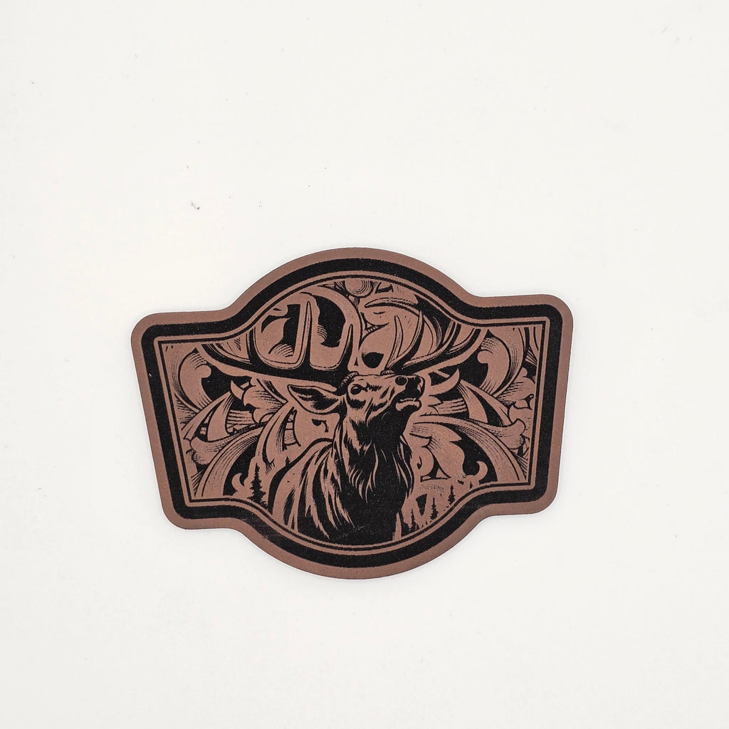 Elk Leather Patch Hat – Western Badge Hunting Design