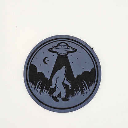 Bigfoot UFO Hat – Leather Patch Cryptid Abduction Design