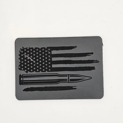 Bullet Stripe Flag Hat – Leather Patch Patriotic Cap