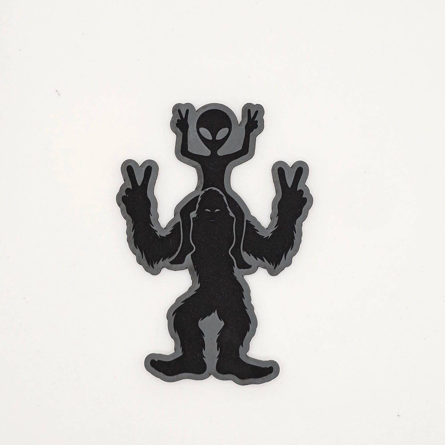 Sasquatch & Alien Piggyback Hat – Funny Leather Patch