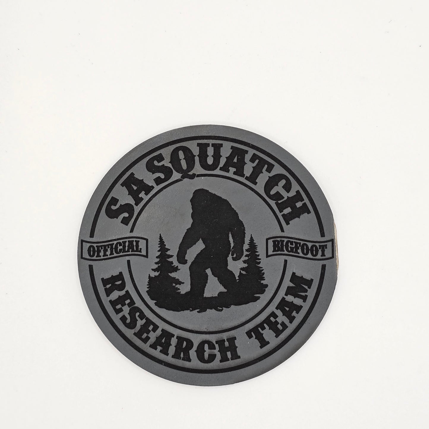 Sasquatch Research Team Hat Patch – Laser Engraved Leatherette