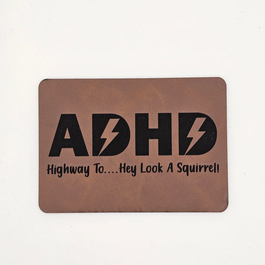 ADHD Hat with Leather Patch – ACDC Parody “Look, a Squirrel!”