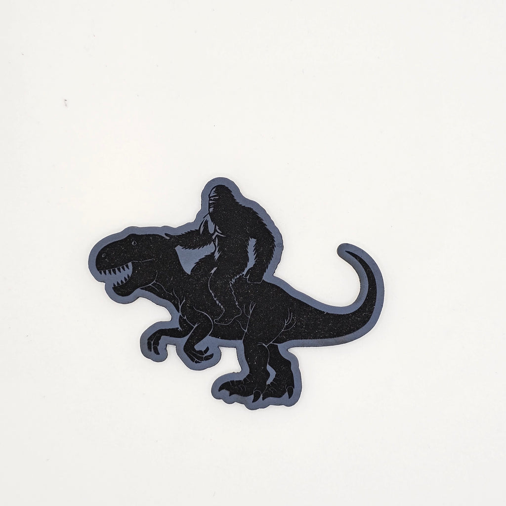 Sasquatch Riding a T-Rex – Funny Leather Patch Hat