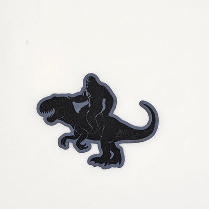 Sasquatch Riding a T-Rex – Funny Leather Patch Hat