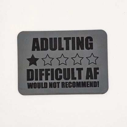 Adulting 1-Star Review Hat – Funny Leather Patch