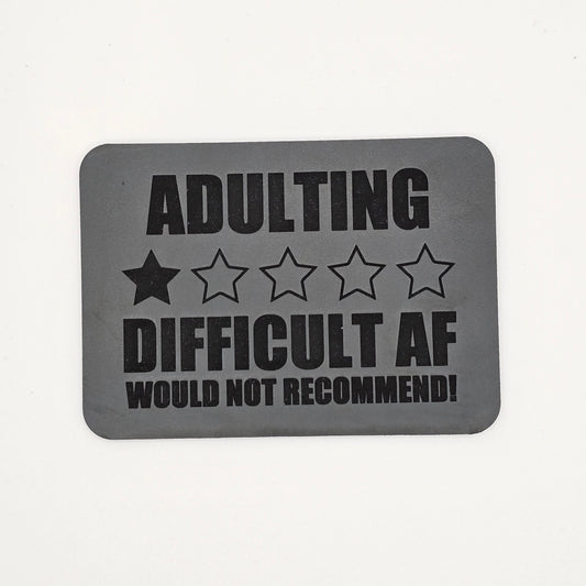 Adulting 1-Star Review Hat – Funny Leather Patch