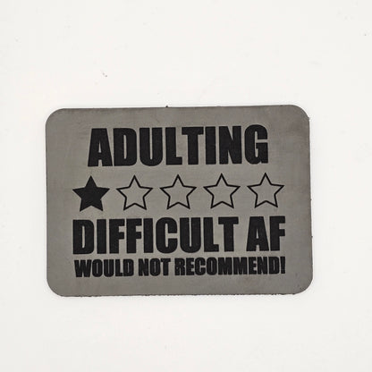 Adulting 1-Star Review Hat – Funny Leather Patch