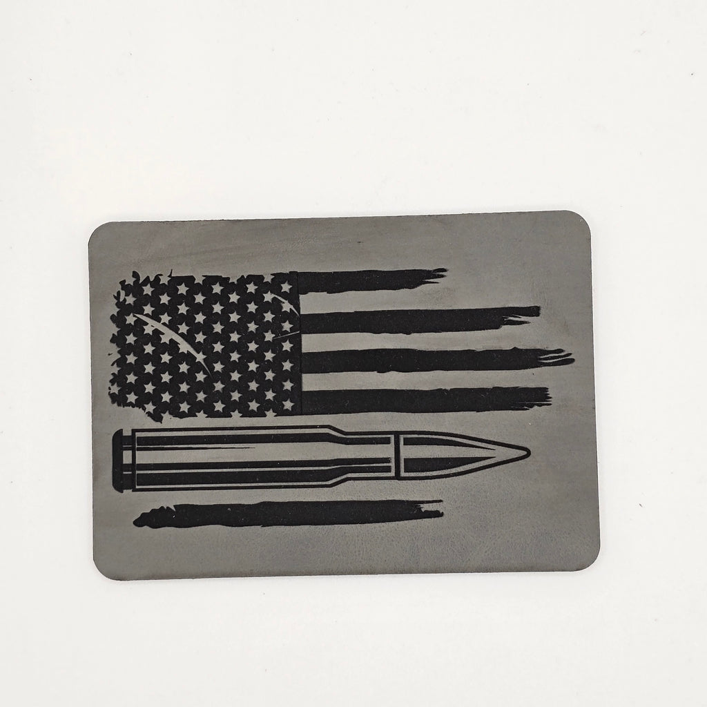 Bullet Stripe Flag Hat – Leather Patch Patriotic Cap