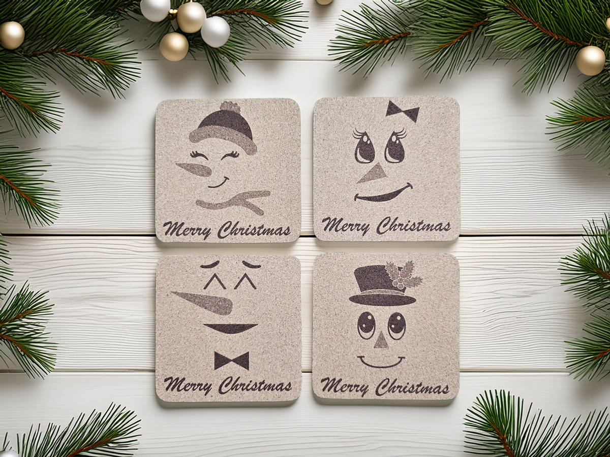Snowmen Cork Coasters