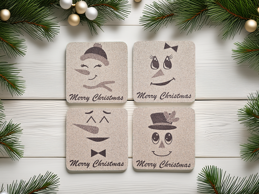 Snowmen Cork Coasters