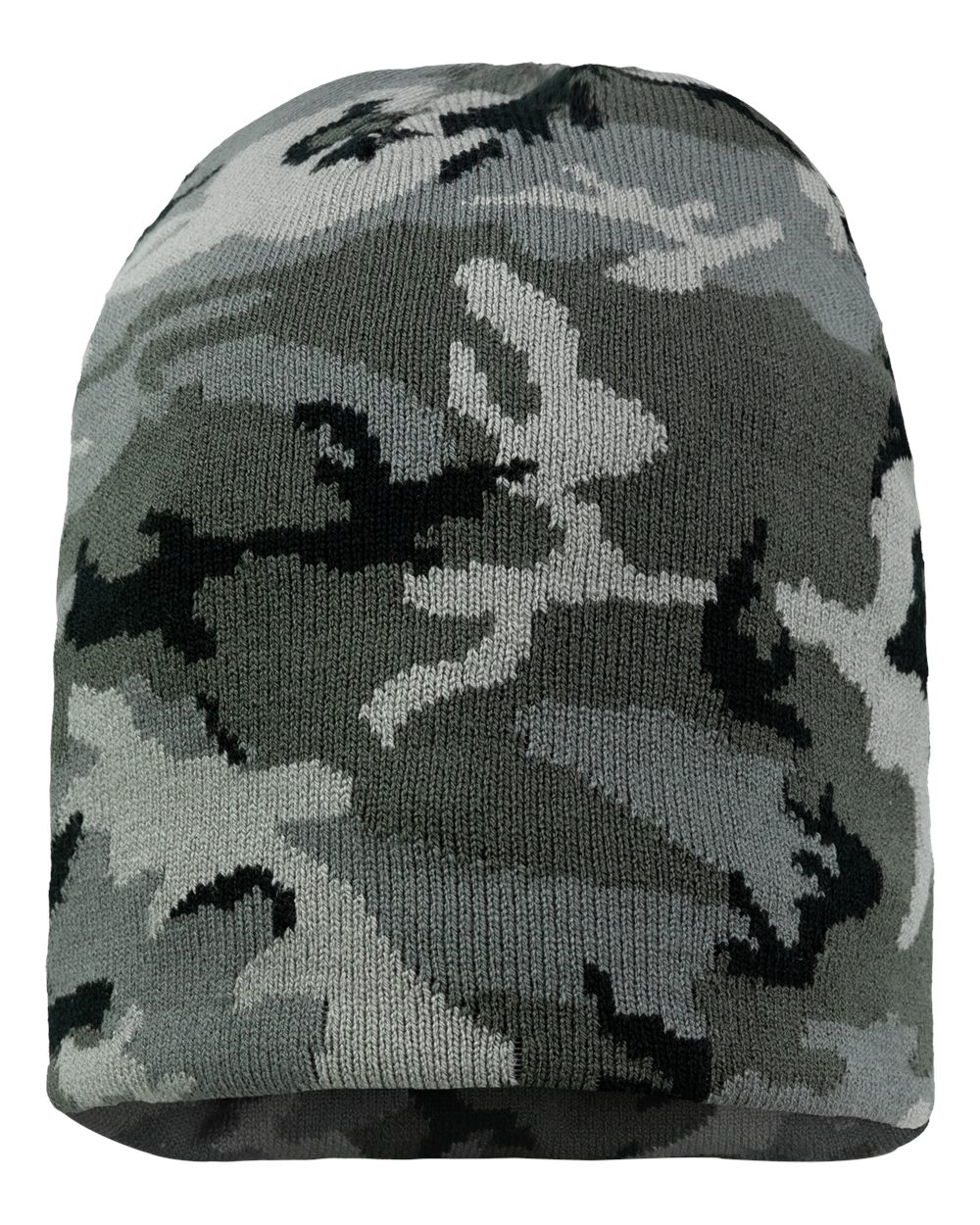 SP08 knit skull cap beanie – Grey Camo – front view – variant-grey-camo