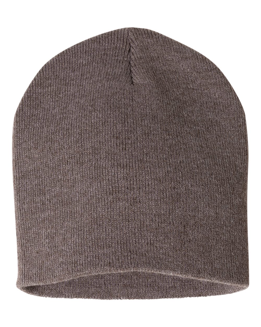 SP08 knit skull cap beanie – Heather Brown – front view – variant-heather-brown