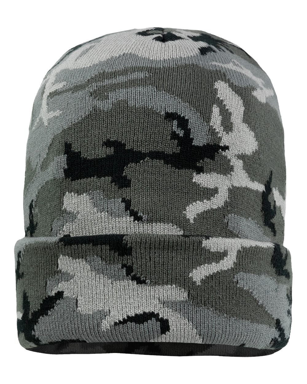 Sportsman SP12 cuffed beanie – Grey Camo – front view – variant-grey-camo