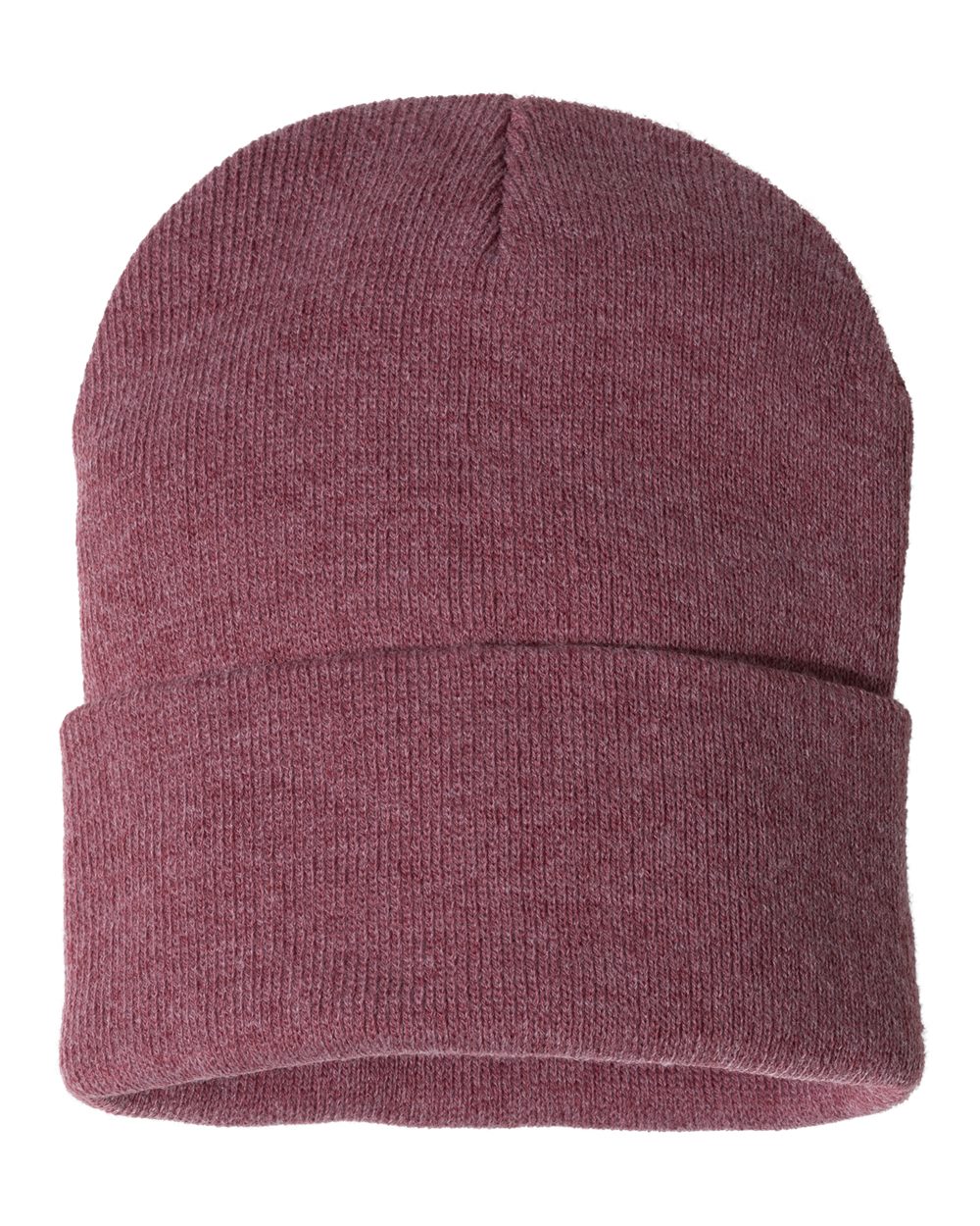 Sportsman SP12 cuffed beanie – Heather Cardinal – front view – variant-heather-cardinal