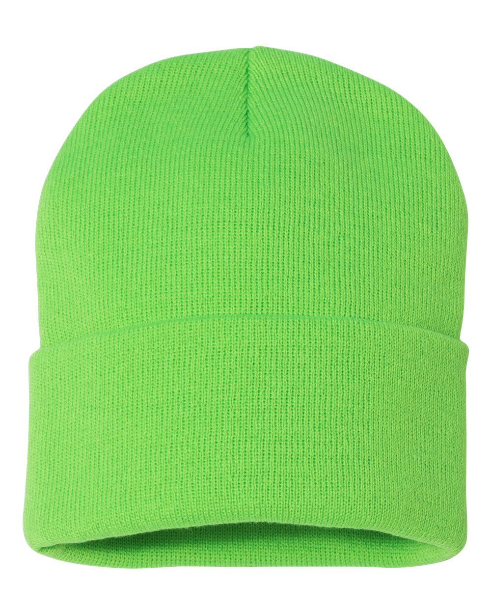 Sportsman SP12 cuffed beanie – Neon Green – front view – variant-neon-green