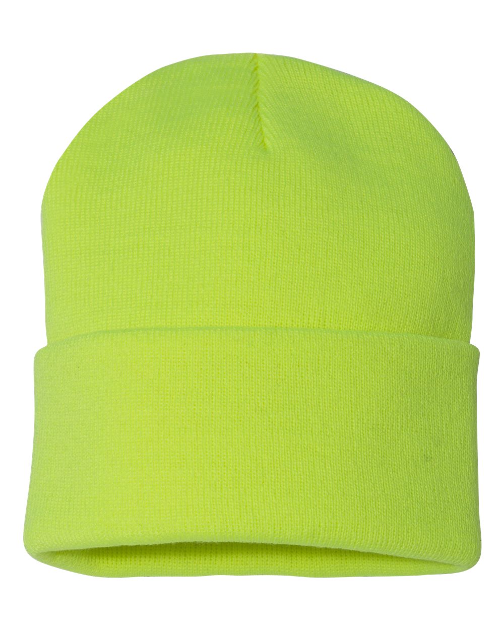 Sportsman SP12 cuffed beanie – Neon Yellow – front view – variant-neon-yellow