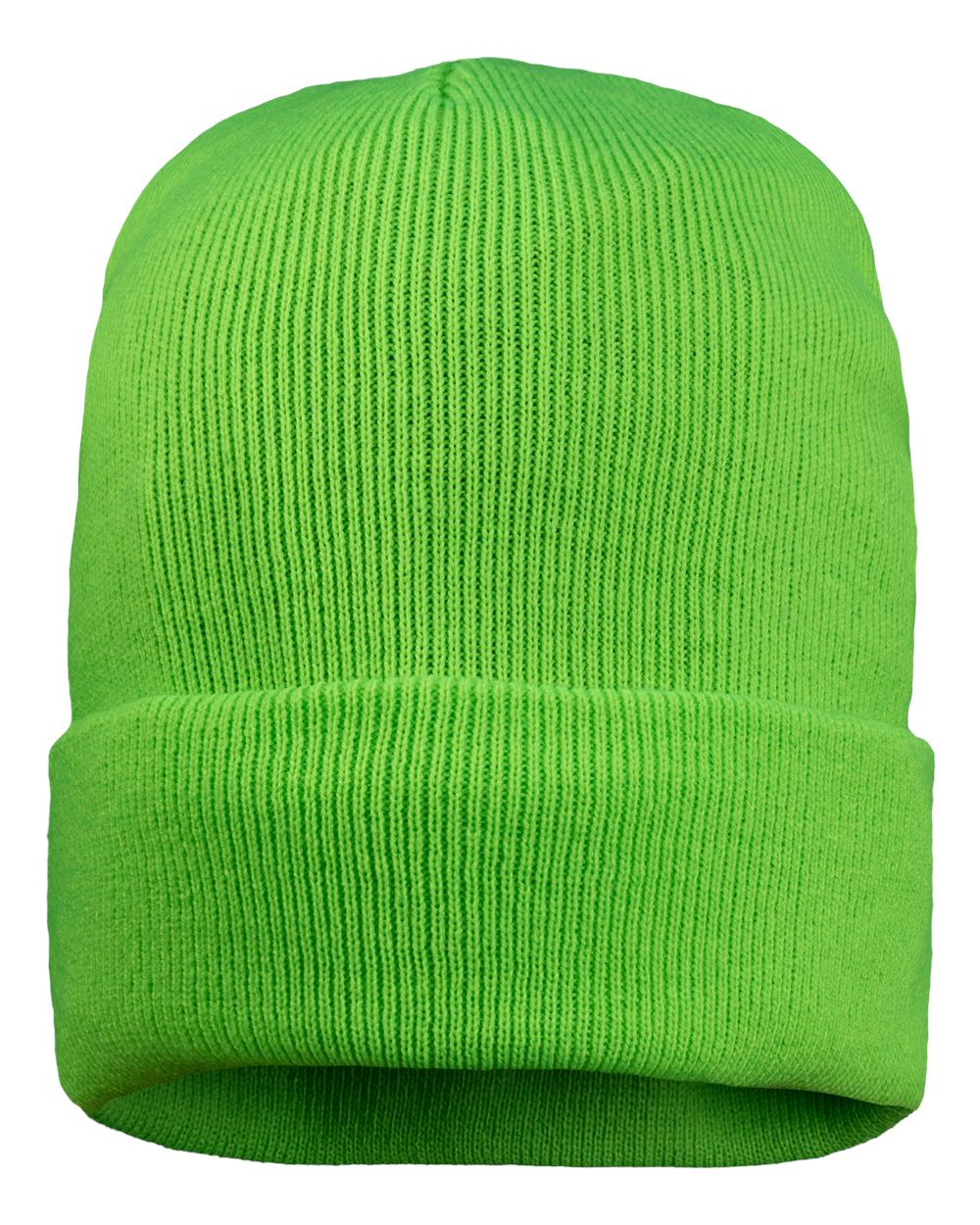 Sportsman SP12FL fleece-lined cuffed beanie – Neon Green – back view – variant-neon-green