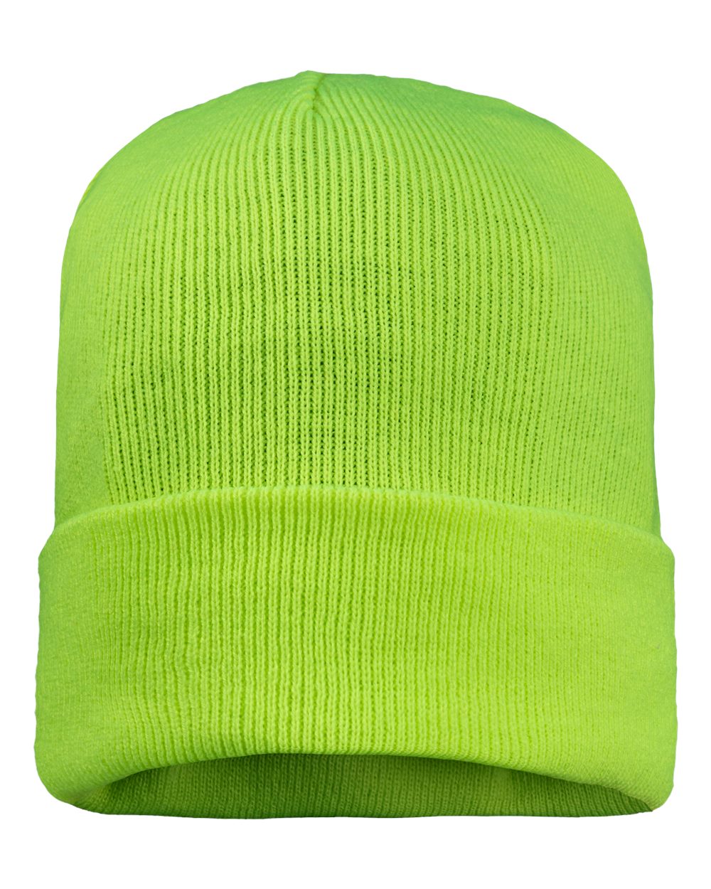 Sportsman SP12FL fleece-lined cuffed beanie – Safety Yellow – front view – variant-safety-yellow