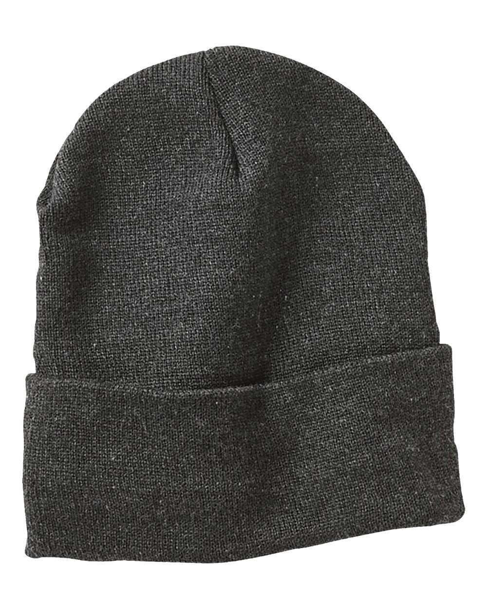 Sportsman SP12JL jersey-lined cuffed beanie – Heather Charcoal – front view – variant-heather-charcoal