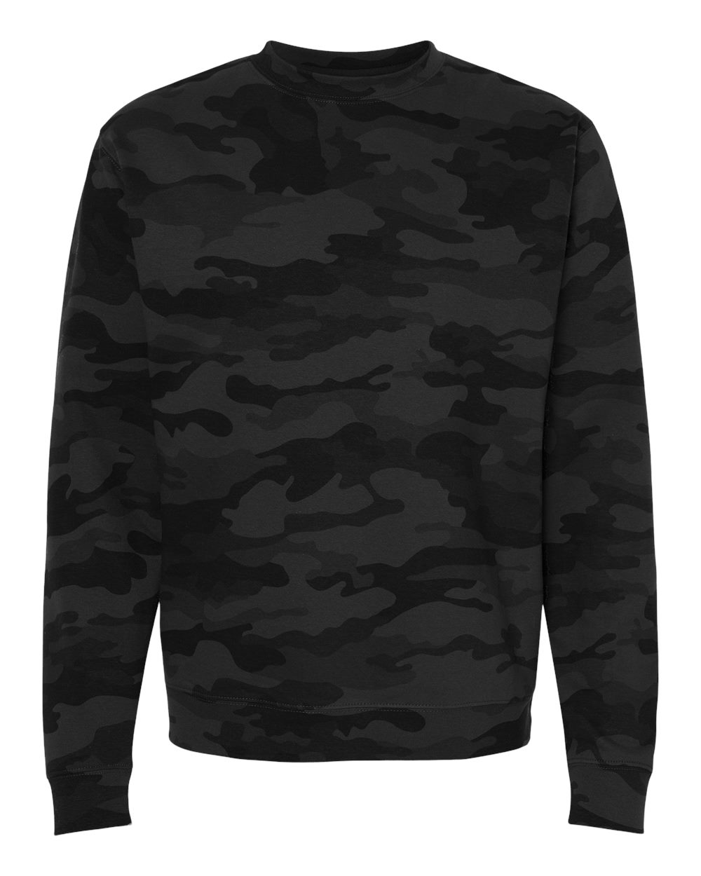 variant-black-camo front-view | Black Camo Independent Trading Co. SS3000 midweight crewneck sweatshirt, front view